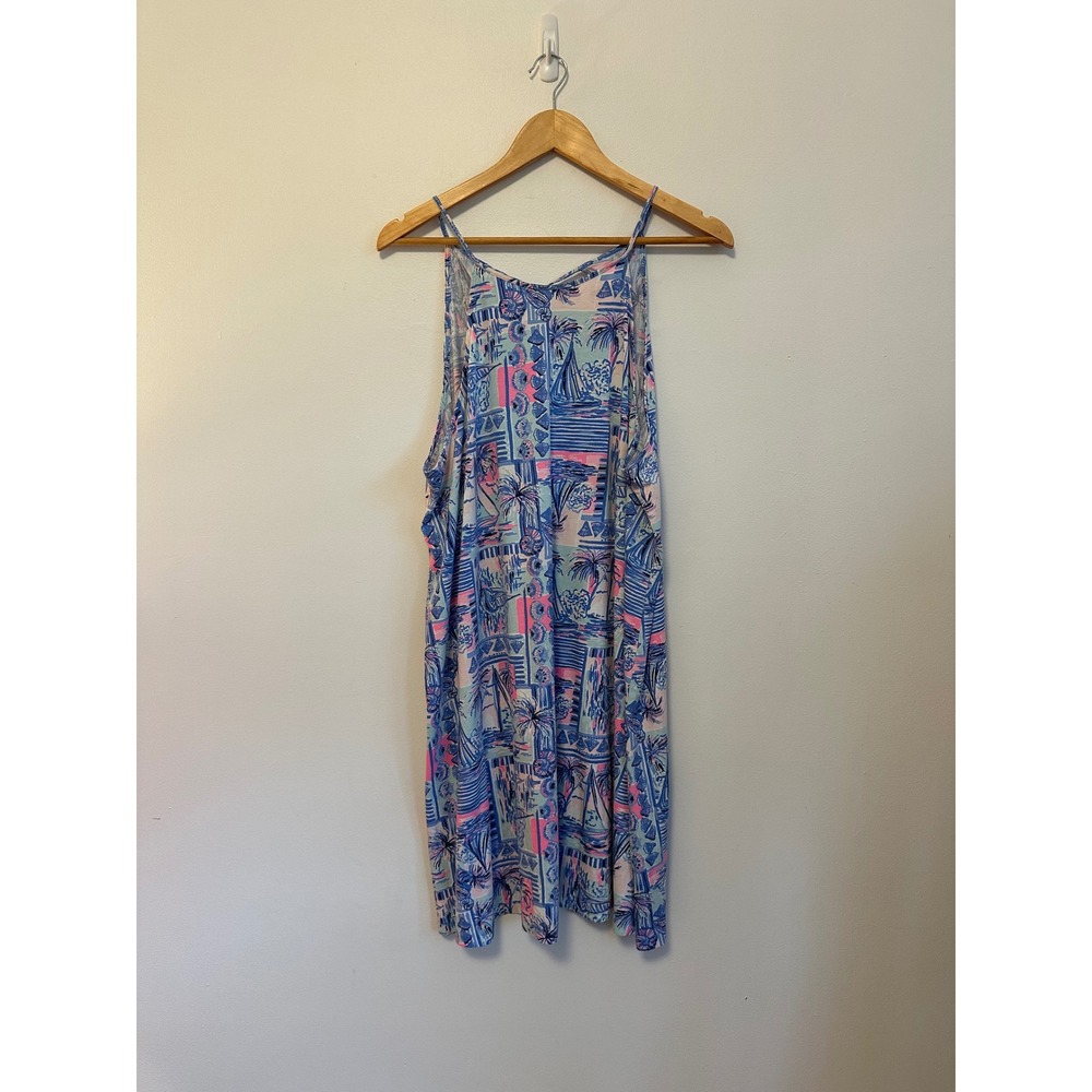 Lilly Pulitzer Pima Cotton Tropical Sailboat Palm Tree Swing Dress | Size XL